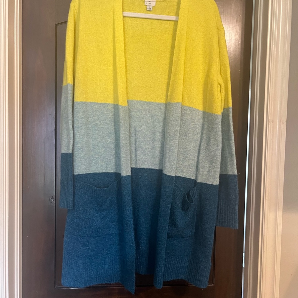 a new day Colorblock Cardigan in Yellow, Aqua, & Turquoise